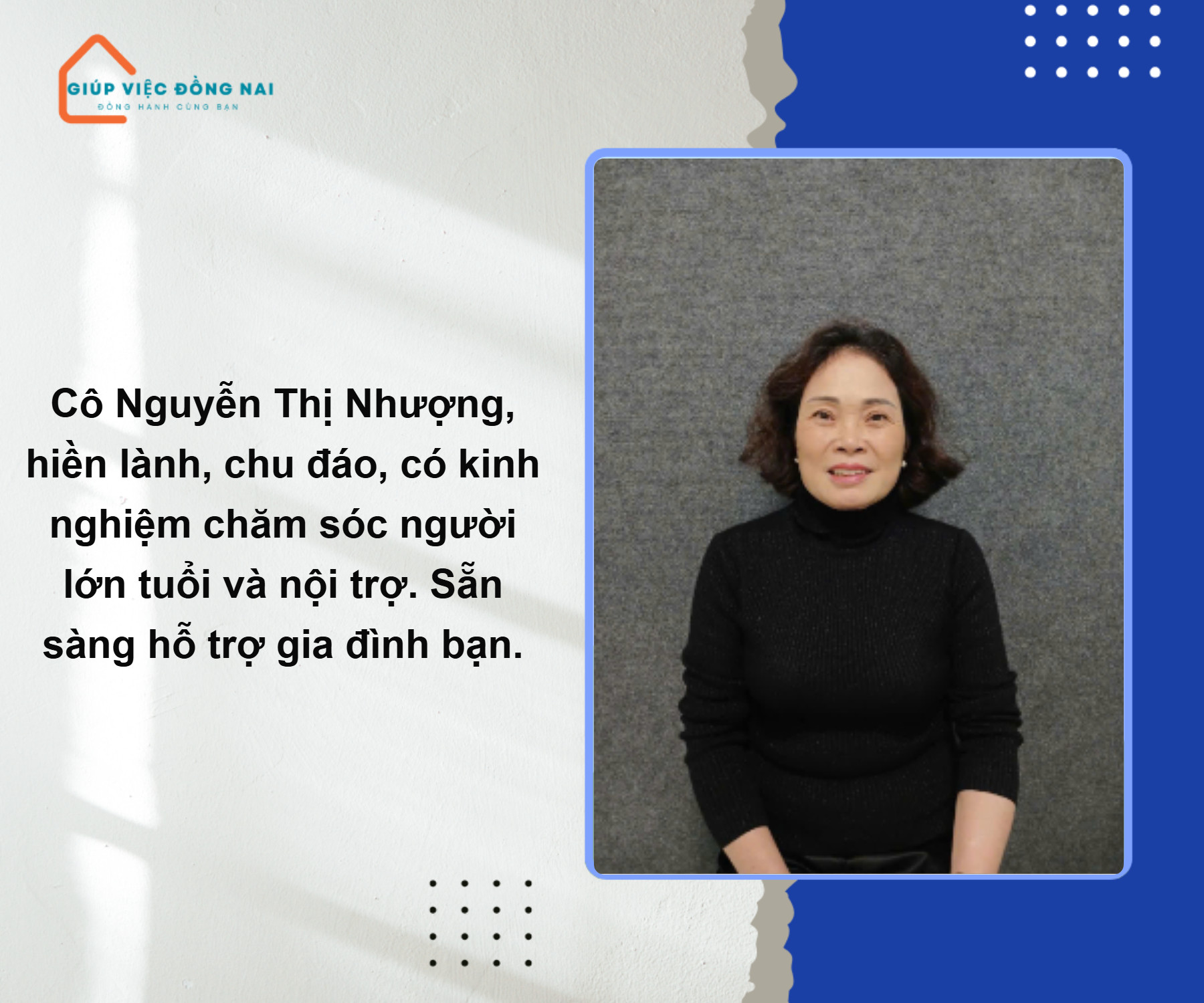 Chị NGUYỄN THỊ NHƯỢNG, sinh năm 1963, quê Bình Định cần tìm việc