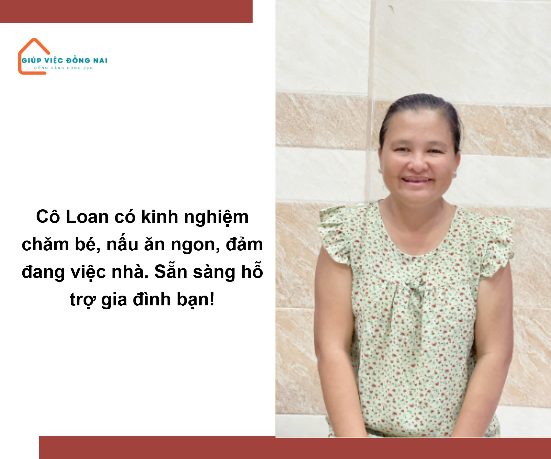Chị PHẠM TUYẾT LOAN, sinh năm 1981, quê Tiền Giang cần tìm việc