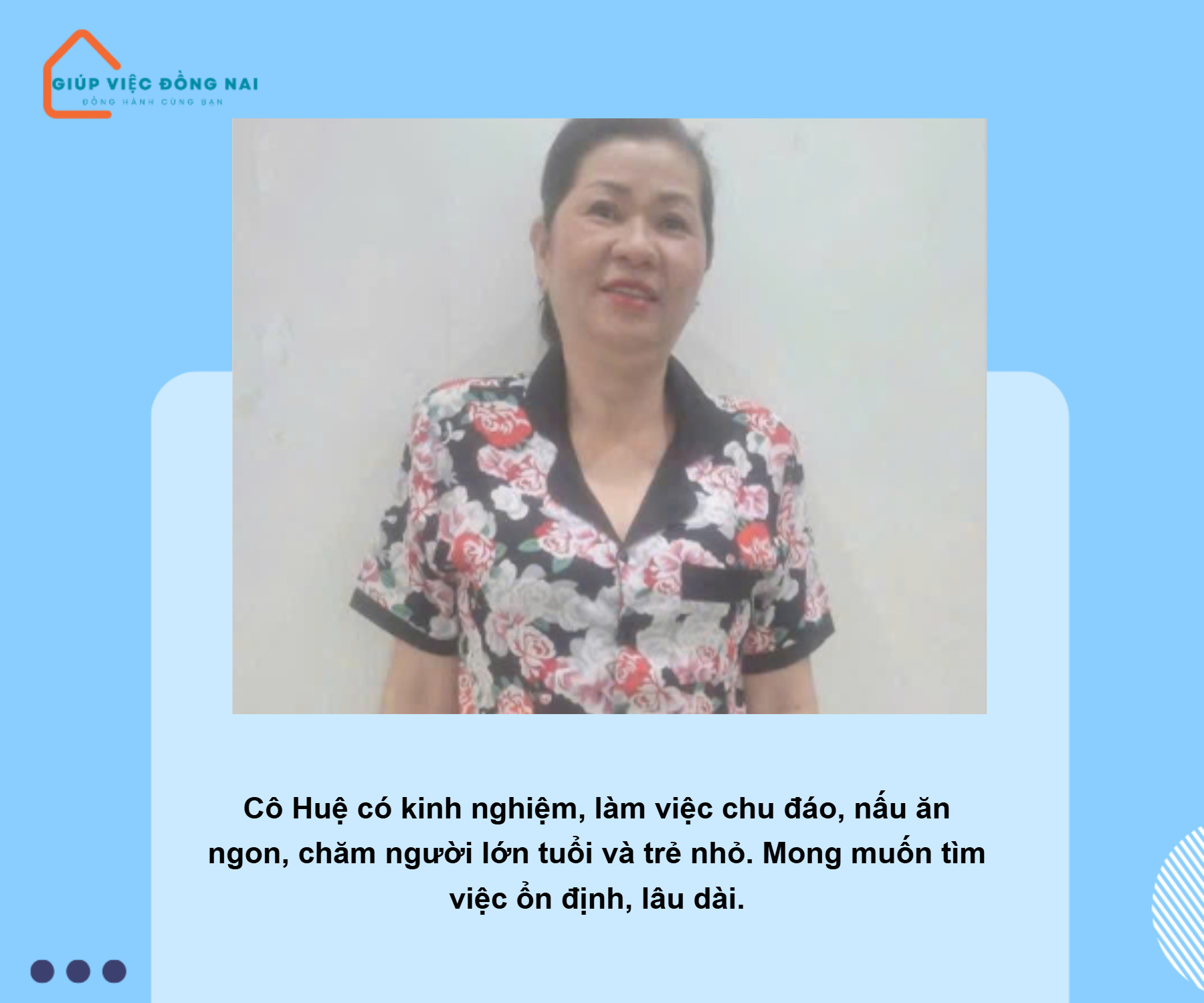 Chị NGUYỄN THỊ KIỀU HUỆ, sinh năm 1973, quê Bạc Liêu cần tìm việc