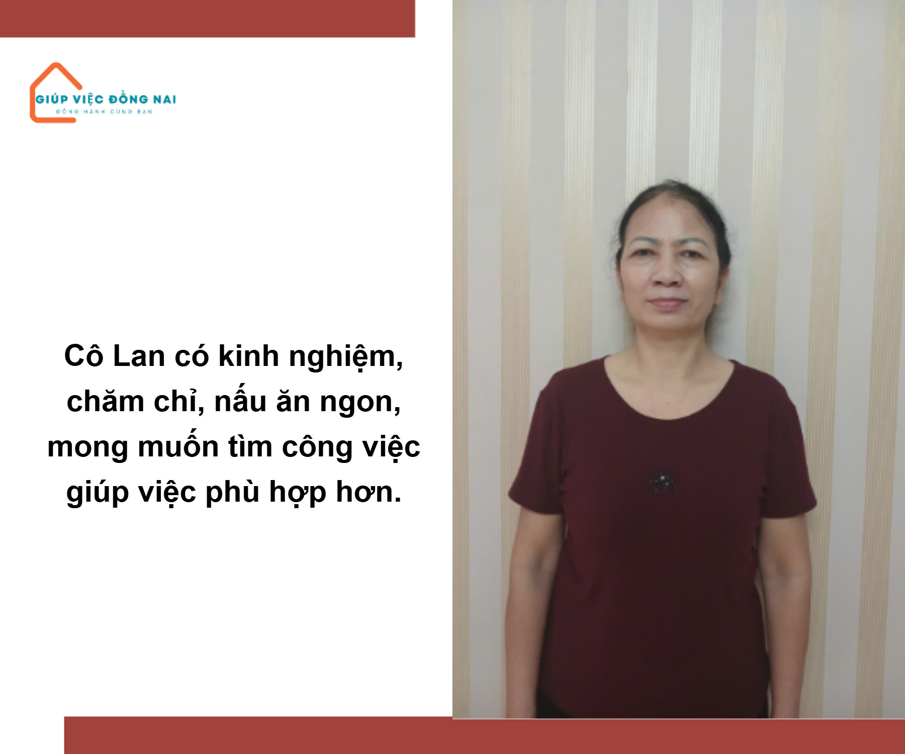 Chị ĐOÀN THỊ LAN, sinh năm 1966, quê Hải Dương cần tìm việc