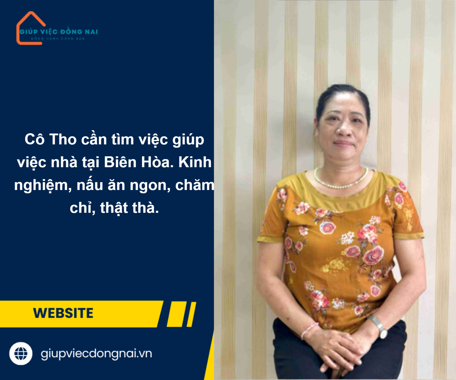 Chị NGUYỄN THỊ THO, sinh năm 1976, quê Nam Định cần tìm việc
