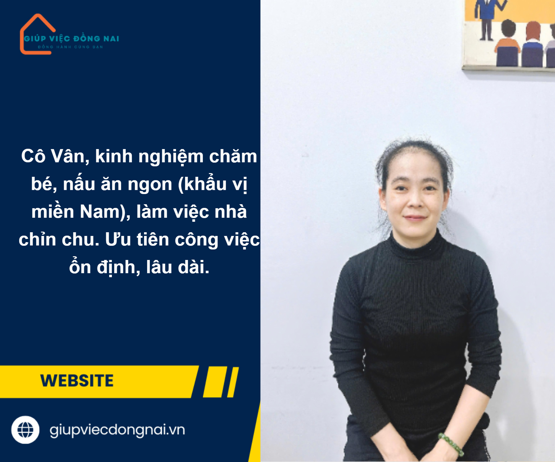 Chị HUỲNH THỊ CẨM VÂN, sinh năm 1986, Cần tìm việc làm
